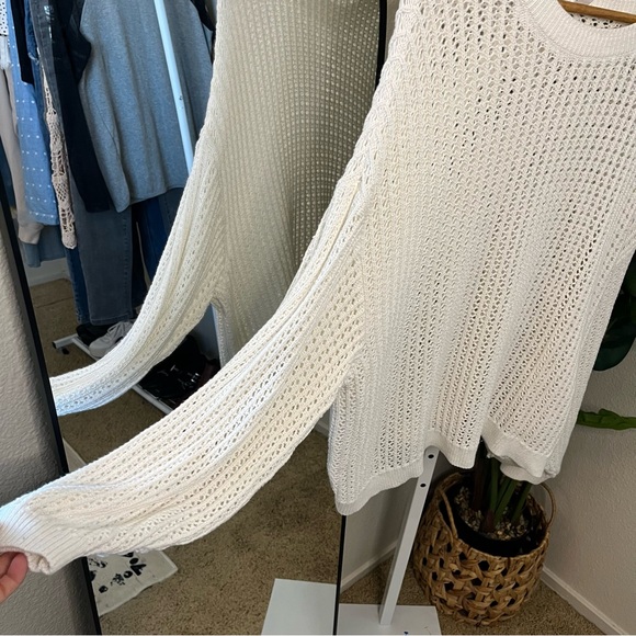 🤍 Old Navy White Open Knit Slouchy Sweater Plus Size 2X | 100% Cotton - Picture 5 of 7